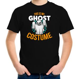 Ghost costume halloween verkleed t-shirt zwart voor kinderen 158-164 (XL)  -