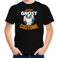 Ghost costume halloween verkleed t-shirt zwart voor kinderen 158-164 (XL)  - - thumbnail