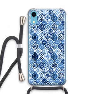 Blauw motief: iPhone XR Transparant Hoesje met koord