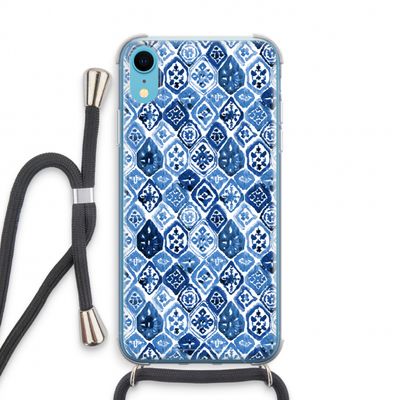 Blauw motief: iPhone XR Transparant Hoesje met koord