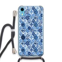 Blauw motief: iPhone XR Transparant Hoesje met koord