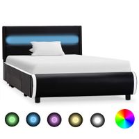 vidaXL Bedframe met LED kunstleer zwart 100x200 cm - thumbnail