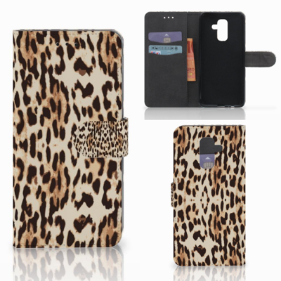 Samsung Galaxy A6 Plus 2018 | Telefoonhoesje | Met pasjeshouder | Leopard