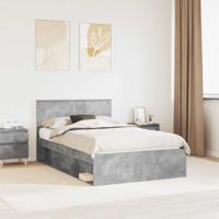 Bedframe met hoofdeinde Beton 120 x 190 cm Massief grenenhout