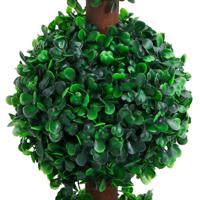 The Living Store Kunstbuxusplant - Gemengde groene kleur - Weerbestendig - 17.5 x 90 cm - Massief eucalyptushout
