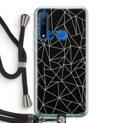 Geometrische lijnen wit: Huawei P20 Lite (2019) Transparant Hoesje met koord