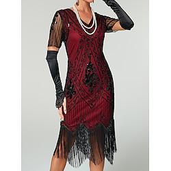 Roaring jaren '20 Jaren 1920 Cocktail jurk Vintage Jurk Flapper jurk Jurken Gala jurk Kerst feestjurk The Great Gatsby Charleston Dames Pailletten Kwastje Halloween Carnaval Bruiloft Bruiloft gast Lightinthebox