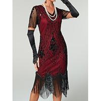 Roaring jaren '20 Jaren 1920 Cocktail jurk Vintage Jurk Flapper jurk Jurken Gala jurk Kerst feestjurk The Great Gatsby Charleston Dames Pailletten Kwastje Halloween Carnaval Bruiloft Bruiloft gast Lightinthebox - thumbnail