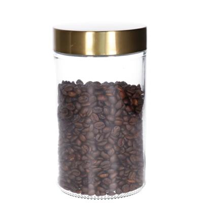 Voorraadpot - 900 ml - glas - draaideksel - goud - 10 x 17 cm - weckpot