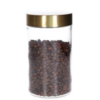 Voorraadpot - 900 ml - glas - draaideksel - goud - 10 x 17 cm - weckpot