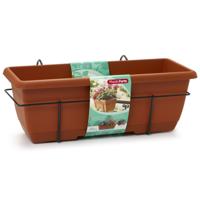 Plasticforte Balkonbak - terracotta bruin - 50 cm - plantenbak met hanger - bloembak - thumbnail