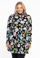 Yoek Shirt wide bottom FLOWERPOWER | Zwart | Maat 58/60