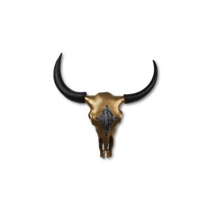 Buffelkop L - 80x80x10 - goud/zwart - metaal.