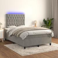 Boxspring met matras en LED fluweel lichtgrijs 120x200 cm