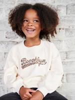 Sweater met "Brooklyn" inscriptie en zebraprint voor meisjes ecru