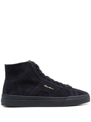 Santoni baskets en cuir à logo imprimé - Bleu