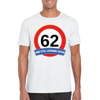 Verkeersbord 62 jaar t-shirt wit heren