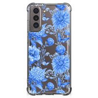 Case voor Samsung Galaxy S21 Flowers Blue - thumbnail