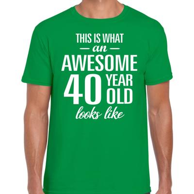 Awesome 40 year - geweldige 40 jaar cadeau t-shirt - groen - voor heren - Verjaardag cadeau