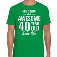 Awesome 40 year - geweldige 40 jaar cadeau t-shirt - groen - voor heren - Verjaardag cadeau