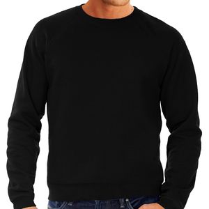 Zwarte sweater / sweatshirt trui met raglan mouwen en ronde hals voor heren 2XL (EU 56)  -