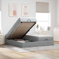 Ottoman bed met matrassen 160x200cm stof lichtgrijs