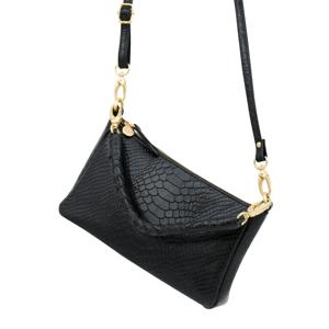 Leren handtas dames - zwart slangenprint - MŌSZ Coco S