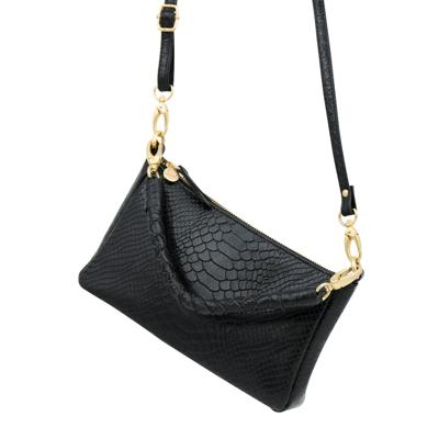 Leren handtas dames - zwart slangenprint - MŌSZ Coco S