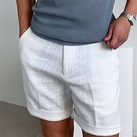 Voor heren Korte broek Linnen korte broek Zomer korte broeken Strandshorts Vetoketju Effen Comfort Ademend Korte Buiten Dagelijks Streetwear Linnen / katoenmix Stijlvol Casual Zwart Wit Inelastisch Lightinthebox