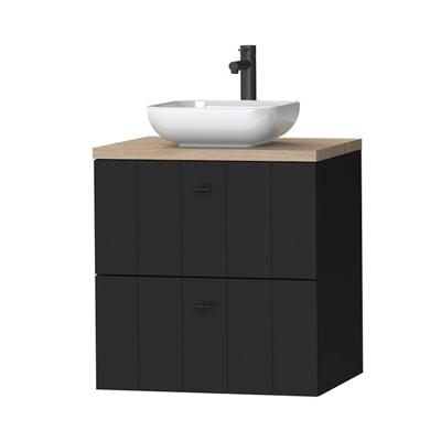 Tiger Maryport Meubelset 60 cm met 2 lades Mat zwart incl Ontario waskom Hoogglans wit - 1496008918