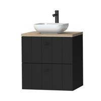 Tiger Maryport Meubelset 60 cm met 2 lades Mat zwart incl Ontario waskom Hoogglans wit - 1496008918