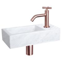 Differnz Helios fonteinset marmer - kraan kruis - 37.5 x 18.5 x 9.5 cm - rood koper