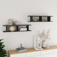 Wandschappen 2 st 90x18x20 cm spaanplaat hoogglans grijs
