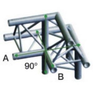 Showtec FT30-010 3-weg truss koppelstuk Apex Up, Hoek 90 + Rechts omlaag