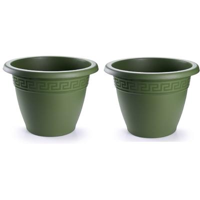 Plasticforte Plantenpot - 2x stuks - donkergroen - 33x40 cm - bloempot - kunststof - rond
