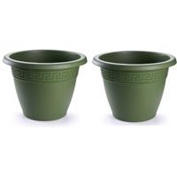 Plasticforte Plantenpot - 2x stuks - donkergroen - 33x40 cm - bloempot - kunststof - rond