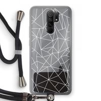 Geometrische lijnen wit: Xiaomi Redmi 9 Transparant Hoesje met koord