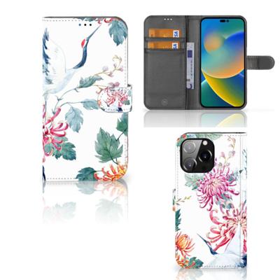 iPhone 14 Pro Max | Telefoonhoesje | Met pasjeshouder | Bird Flowers