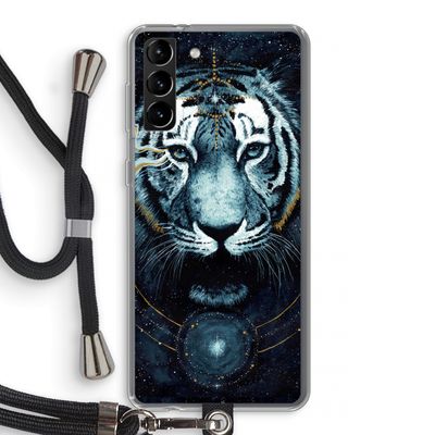 Darkness Tiger: Samsung Galaxy S21 Plus Transparant Hoesje met koord