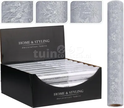 Tafelloper Organza 30x500cm Zilver Assorti 1st