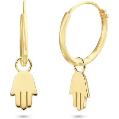 Oorhangers Handje van Fatima geelgoud 10 x 13 mm