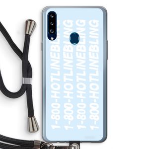 Hotline bling blue: Samsung Galaxy A20s Transparant Hoesje met koord