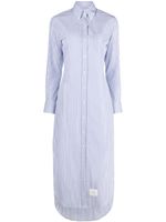 Thom Browne logo-patch striped maxi shirtdress - Blanc