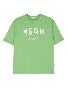 MSGM Kids t-shirt en coton à logo imprimé - Vert