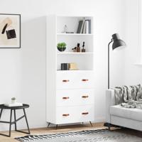 Hoge kast 69,5x34x180 cm bewerkt hout wit