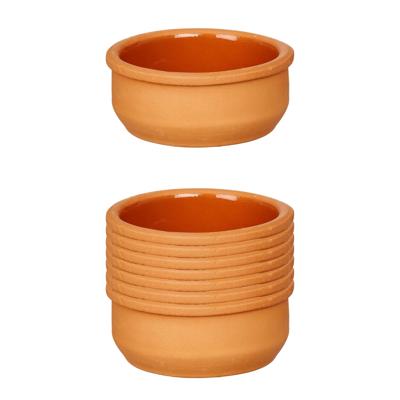 Tapas/creme brulee serveer schaaltjes - 12x - mini - terracotta/bruin - 8 x 4 cm