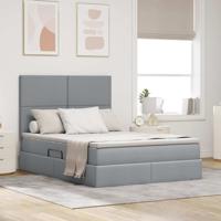 Opslag bed met matras Lichtgrijs 140 x 190 cm Nep Leer