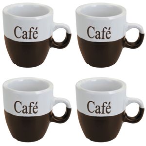 Koffiemok - set 6x stuks - donkerbruin - keramiek - 150 ml