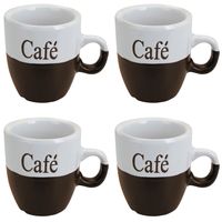 Koffiemok - set 6x stuks - donkerbruin - keramiek - 150 ml