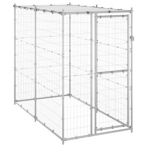 vidaXL Hondenkennel buiten met dak 110x220x180 cm gegalvaniseerd staal